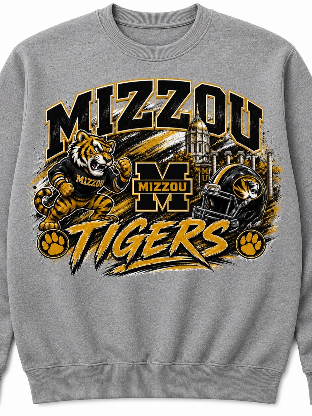 Tigers Grey Graphic Crewneck Sweatshirt Unisex Size S-XL